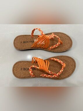Bokyna Waves Coral Handmade Braided Cork-Style Women's Sandals, 10